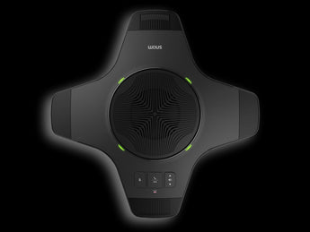 Snom C52-SP DECT extension speaker with built-in battery. Wireless expansion for Snom C520 conference phone. Enhances audio coverage.