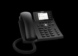 Snom D335 12-line desktop IP phone featuring a high-resolution color display, multiple function keys, and USB port for enhanced communication.