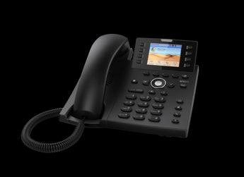Snom D335 12-line desktop IP phone featuring a high-resolution color display, multiple function keys, and USB port for enhanced communication.
