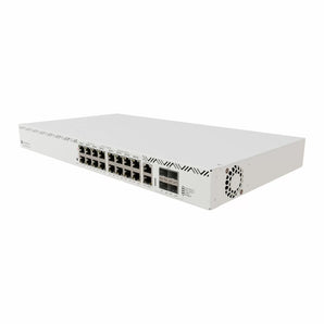 MikroTik CRS320-8P-8B-4S+RM: 16-port PoE++ switch with eight 90W 802.3bt ports, eight Gigabit ports, and four SFP+ ports.