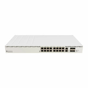 MikroTik CRS320-8P-8B-4S+RM: 16-port PoE++ switch with eight 90W 802.3bt ports, eight Gigabit ports, and four SFP+ ports.