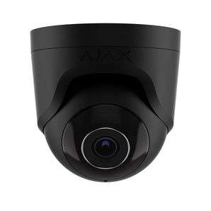 AJAX 5MP IP Black Turret Camera with 2.8mm wide-angle lens, providing clear surveillance footage. Perfect for home or business security.