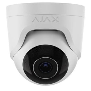 AJAX Security 5MP IP White Turret Camera with a 4.00mm lens for video surveillance. Offers PoE, SD-card slot, and up to 35m IR range.