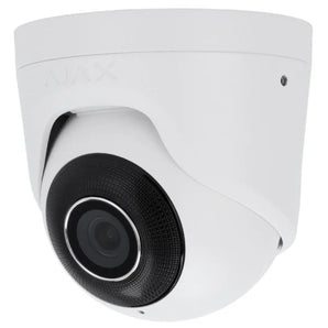 AJAX Security 5MP IP White Turret Camera with a 4.00mm lens for video surveillance. Offers PoE, SD-card slot, and up to 35m IR range.
