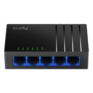 Cudy GS105D, a compact 5-port gigabit Ethernet switch. Desktop or wall mountable, providing fast wired network connectivity.