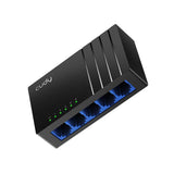 Cudy GS105D, a compact 5-port gigabit Ethernet switch. Desktop or wall mountable, providing fast wired network connectivity.
