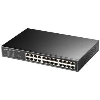 Cudy GS1024: 24-port Gigabit unmanaged desktop switch with fanless design, providing fast Ethernet connectivity and VLAN security.