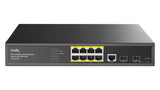 Cudy GS2008PS2: 8-port Gigabit PoE switch with 2 SFP ports. Rack-mountable, fanless design, providing reliable power and data connectivity.