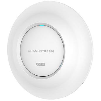 Grandstream GWN7664E indoor access point, featuring WiFi 6, 4x4:4 MU-MIMO, and a sleek design for enterprise-grade wireless.