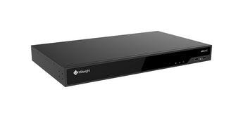 Milesight MS-N5016-NPE: 16-channel 4K PoE NVR with 16 PoE ports for powering and connecting security cameras. Features two hard drive slots.