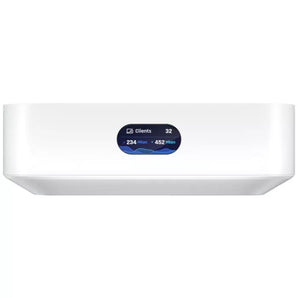 Compact Ubiquiti UniFi Express (UB-UX-EXP): WiFi 6 cloud gateway that manages UniFi devices or acts as a wireless mesh access point.