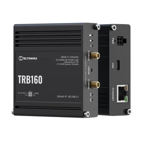 Teltonika TRB160: Industrial 4G LTE CAT6 IoT Gateway with rugged enclosure and multiple ports for reliable IoT connectivity.