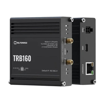 Teltonika TRB160: Industrial 4G LTE CAT6 IoT Gateway with rugged enclosure and multiple ports for reliable IoT connectivity.