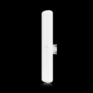 Ubiquiti LAP-120 airMAX Lite AP: Wireless radio with 16dBi antenna providing 120-degree sector coverage for long-range, point-to-multipoint networks.