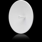 Ubiquiti PowerBeam 5AC 620, a 5GHz radio with a dish reflector and PoE injector for long-range wireless connections.