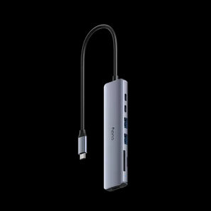 Cudy UH40A: Silver, 4-port USB 3.0 hub with a short attached cable and a male USB-A connector. Expands USB-A connectivity.
