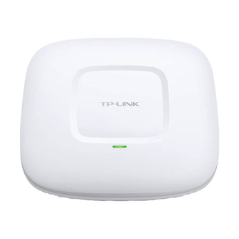 TP-Link EAP115 N300 ceiling mount access point. White, round design for easy wall or ceiling installation with PoE support.