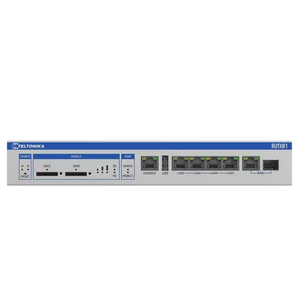 Teltonika RUTXR1: Rack-mountable enterprise router with WiFi 5, SFP, and LTE Cat 6 connectivity. Features redundant power supplies.