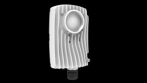 Mimosa C6X modular radio, gray and white, for 6GHz PtP/PtMP wireless networks, showcasing its compact form factor.