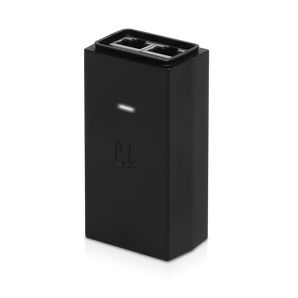 Ubiquiti 10/100 PoE adapter with a 24V 24W output, model POE-24-24W, used to power Ubiquiti access points and routers.