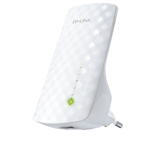 TP-Link RE200 Wi-Fi range extender. Compact, wall-mountable design extends Wi-Fi signal with dual-band AC750 speeds for enhanced home coverage.