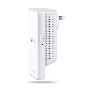 TP-Link RE300 AC1200 Mesh WiFi Range Extender expanding wireless internet signal for improved home network coverage.