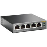 TP-Link TL-SF1005P 5-Port desktop switch with 4 PoE+ ports. Provides both data and power over Ethernet for compatible devices.