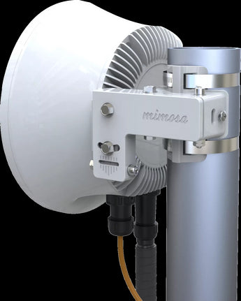 Mimosa B24 24GHz PtP backhaul radio providing gigabit, point-to-point wireless connectivity for networks. Compact, lightweight design.