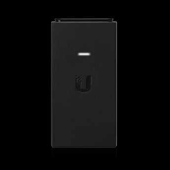 Ubiquiti 48V 24W PoE adapter (POE-48-24W). Delivers power and data over Ethernet for Ubiquiti devices; white rectangular casing.