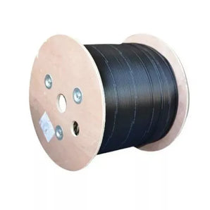 Acconet 2-core fiber optic drop cable on a 1km reel, 3.8mm diameter, suitable for aerial or underground installations.