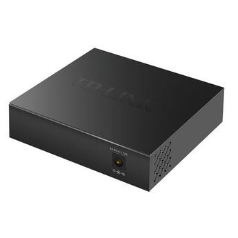 TP-Link TL-SG1005P: 5-Port Gigabit Desktop Switch with 4 PoE+ ports. Black, compact design for easy network expansion and power delivery.