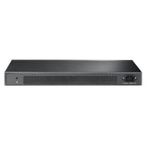 TP-Link TL-SG1048: 48-port gigabit rackmount switch in a black, 1U steel case with RJ45 ports for efficient network connectivity.