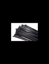 Acconet black cable ties, 370x4.8mm, bundled in a pack of 100. Use for securing and organizing network cables.