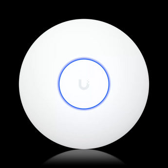Compact, ceiling-mounted Ubiquiti UniFi WiFi 7 Lite access point (U7-Lite) with a 2.5 GbE uplink for high-speed wireless connectivity.