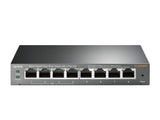 TP-Link TL-SG108PE: 8-port Gigabit Easy Smart PoE switch, sturdy metal housing, with 4 PoE+ ports providing up to 64W power. Fanless design.