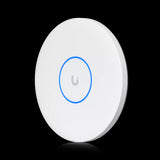 Ubiquiti UniFi U7 Pro XG ceiling-mounted access point. White, round design with multiple Ethernet ports for high-speed WiFi 7 connectivity.