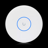 Ubiquiti UniFi U7 Pro XG ceiling-mounted access point. White, round design with multiple Ethernet ports for high-speed WiFi 7 connectivity.