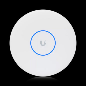 Ubiquiti UniFi U7 Pro XG ceiling-mounted access point. White, round design with multiple Ethernet ports for high-speed WiFi 7 connectivity.
