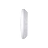 TP-Link Omada BE3600 (TP-EAP723) ceiling mount WiFi 7 access point. White, round design with a 2.5GbE port for high-speed wireless networks.