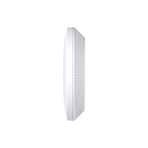 TP-Link Omada BE3600 (TP-EAP723) ceiling mount WiFi 7 access point. White, round design with a 2.5GbE port for high-speed wireless networks.