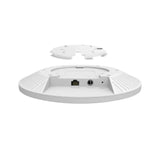 TP-Link AX6000 WiFi 6 ceiling mount access point (EAP683UR). White, round, with multiple antennas for optimal wireless coverage.