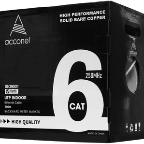 Acconet CAT6 Indoor Ethernet Cable 100m White Solid Copper UTP Pull Box | CAT6-100-SC
