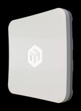 MikroTik SXTsq 5 ax outdoor CPE. Compact, square design with integrated 16dBi antenna for 5GHz Wi-Fi 6, mounted on a pole.