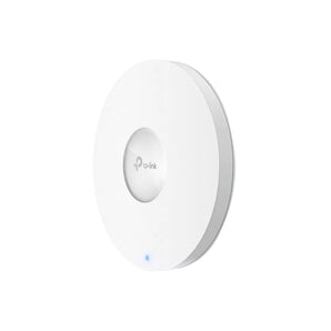 TP-Link EAP653 AX3000 ceiling mount WiFi 6 access point. White, round, slim design for optimal wireless coverage in business environments.