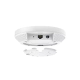 TP-Link EAP653 AX3000 ceiling mount WiFi 6 access point. White, round, slim design for optimal wireless coverage in business environments.