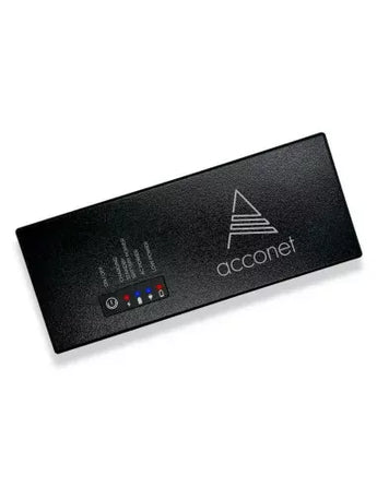 Acconet Mini DC UPS 13200mAh with 12V 2A power supply. Provides backup power for routers, CCTV, and other 12V devices during outages.