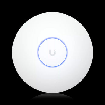 Ubiquiti UniFi U7-LR: A compact, ceiling-mountable WiFi 7 access point with extended range for seamless wireless connectivity.