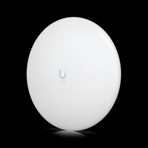 Ubiquiti Wave-LR: a 60GHz/5GHz long-range radio with integrated antenna, GPS, and PoE injector for reliable wireless connectivity.