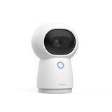 Aqara G3 Camera Hub: White, pan-tilt indoor security camera with AI facial recognition, 2K video, and Zigbee 3.0 hub functionality.