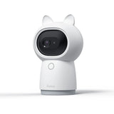 Aqara G3 Camera Hub: White, pan-tilt indoor security camera with AI facial recognition, 2K video, and Zigbee 3.0 hub functionality.